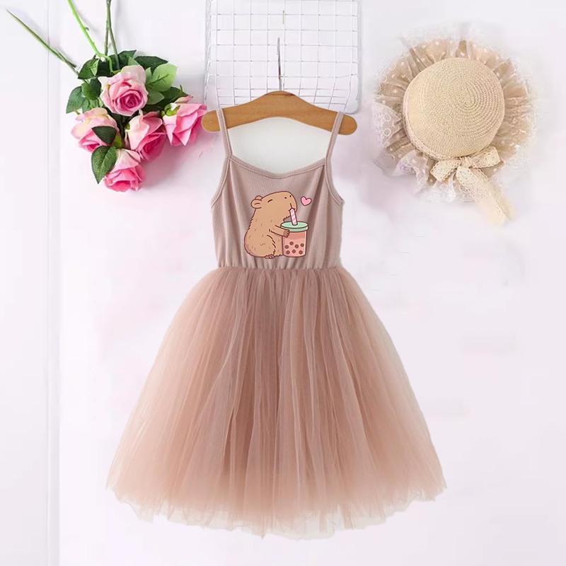 Summer Clothing Baby Girl - Capybara Kız Elbise Anime Baskılı Sevimli